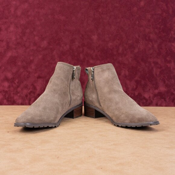 Blondo Women Sawyer Taupe Suede Waterproof Ankle Zip Lug Boots sz 12 - Picture 2 of 9